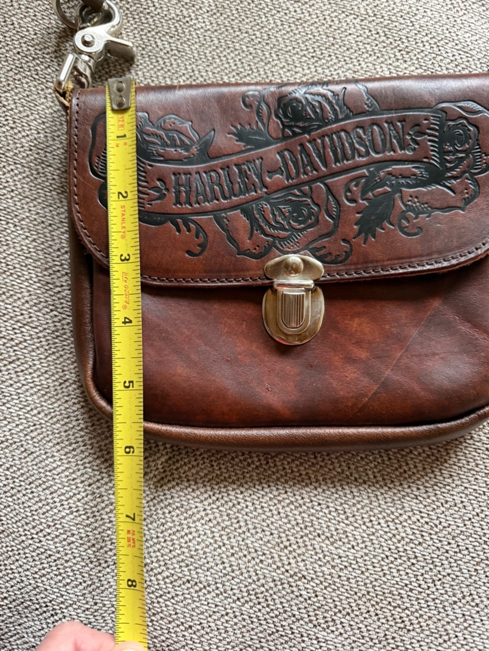 Harley‑Davidson Dark Brown Leather Embossed Crossbody - Picture 6 of 11